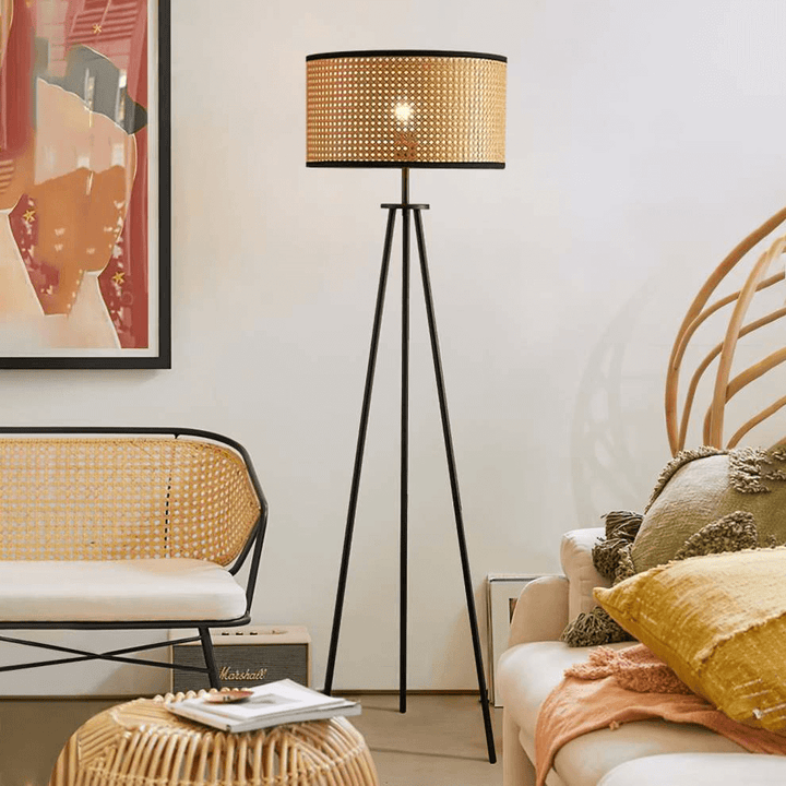 Rattan Tripod Floor Lamp - Natural Chic Lighting