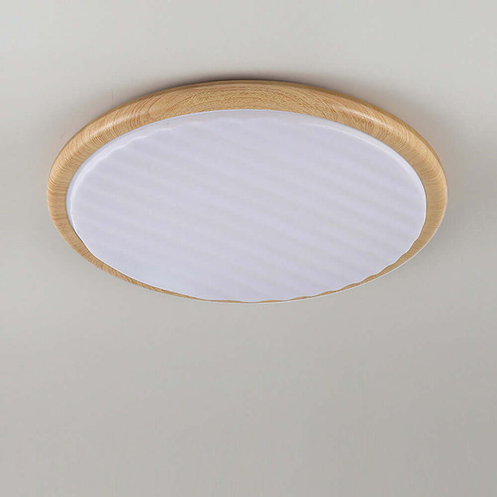 Round Wooden LED Ceiling Light for Bedroom