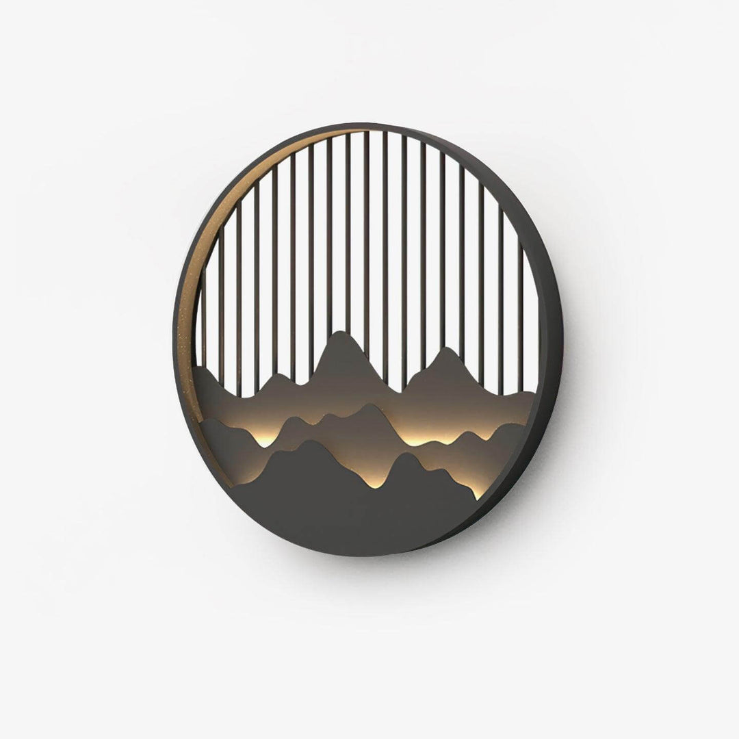 Outdoor LED Wall Light with Circular Mountain Motif