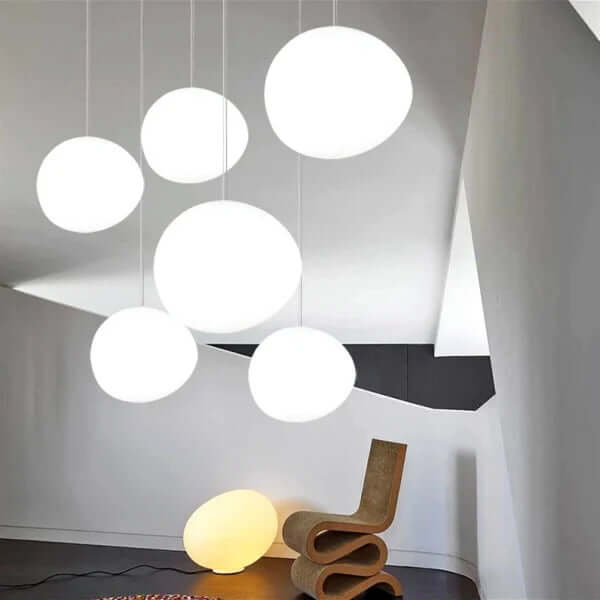 Modern Pendant Light Fixture, Hand-Blown Glass