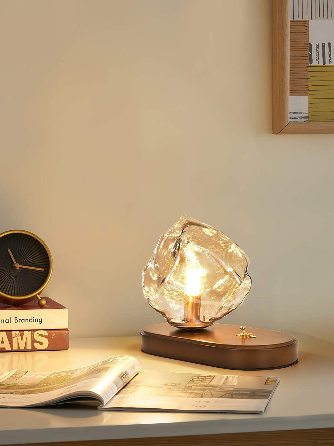 Elegant Glass Table Lamp with Metal Base