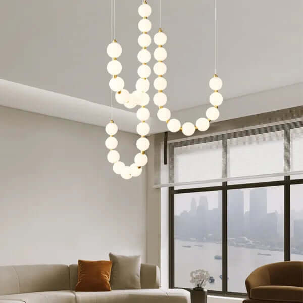 Elegant Pearl Chandelier with Acrylic Accents