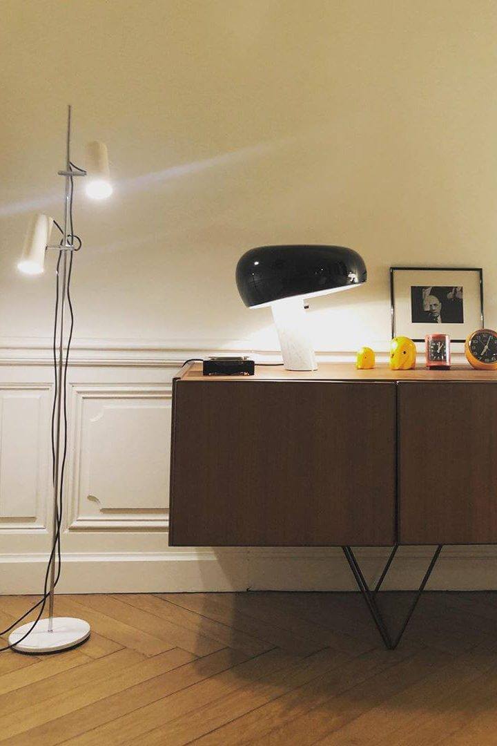 Carrara Marble Table Lamp with Glazed Metal Reflector