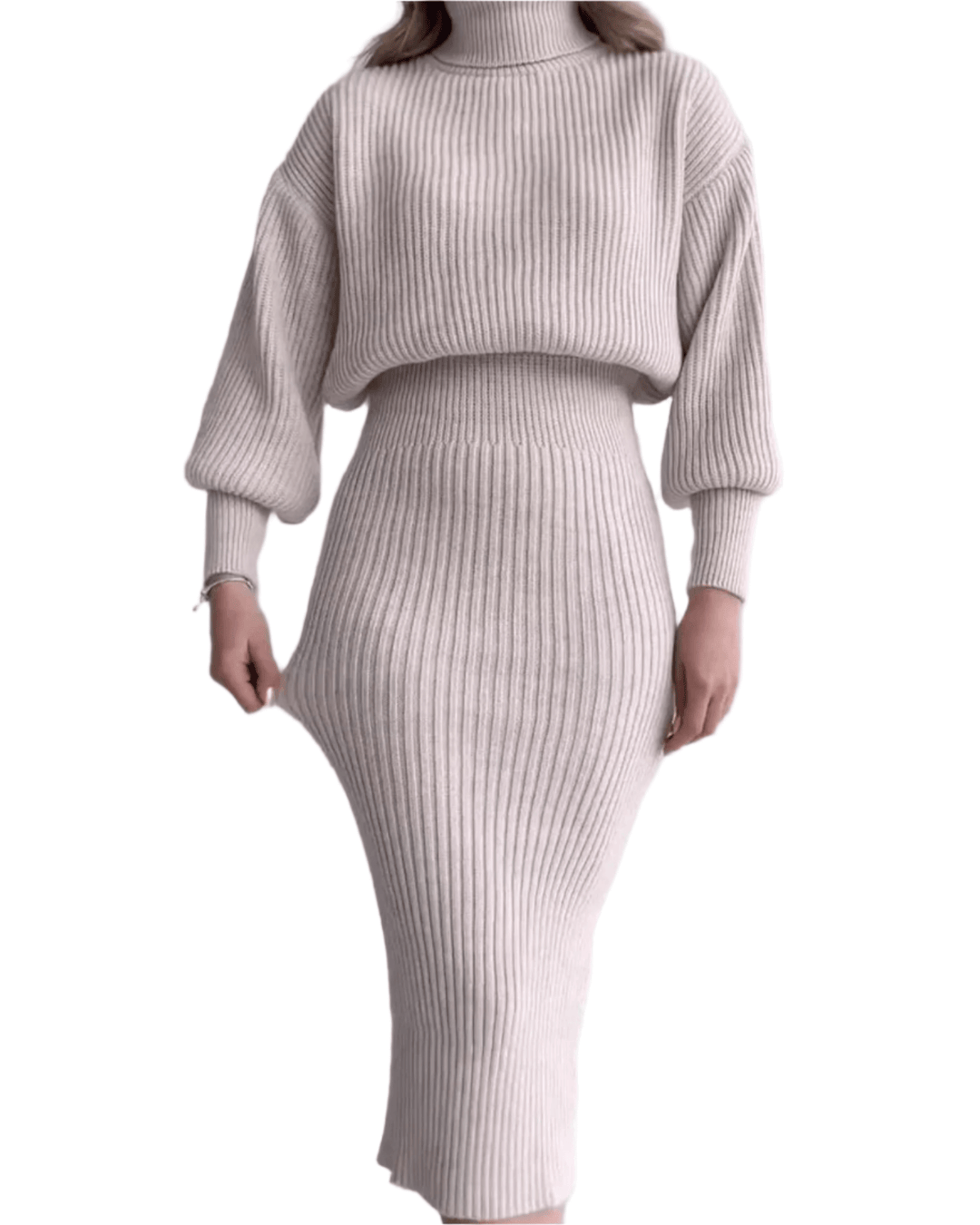 Women's Ribbed Sweater Dress - Elegant Fall/Winter