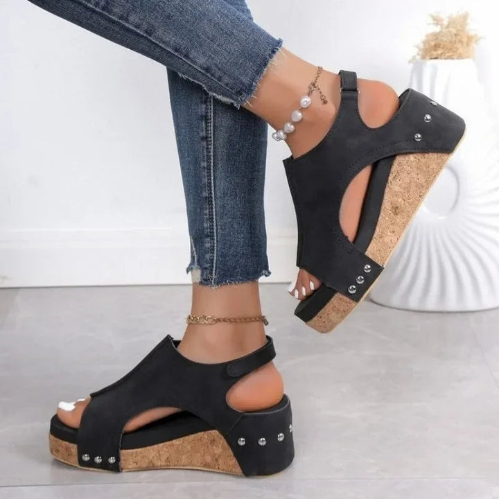 New fashionable women's wedge sandals with a comfortable design, perfect open-toe summer shoes for elegant casual wear.