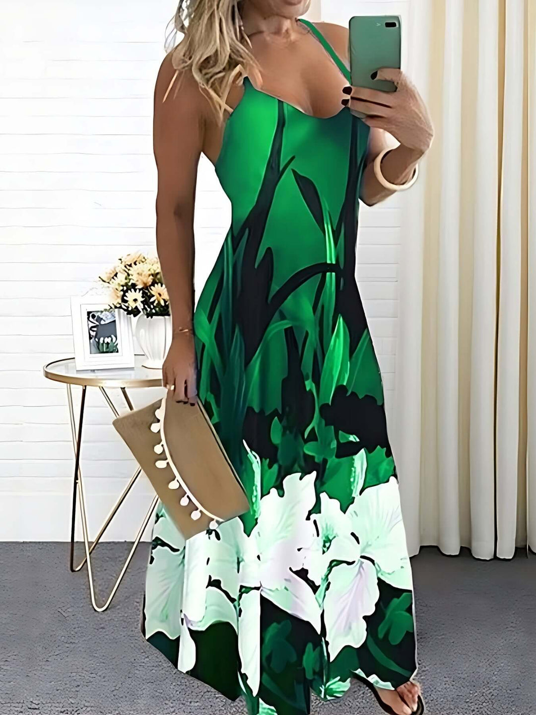Women's Floral Print Spaghetti Strap Dress