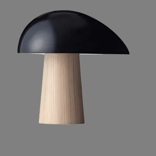 Modern Wood Table Lamp with Mushroom Design