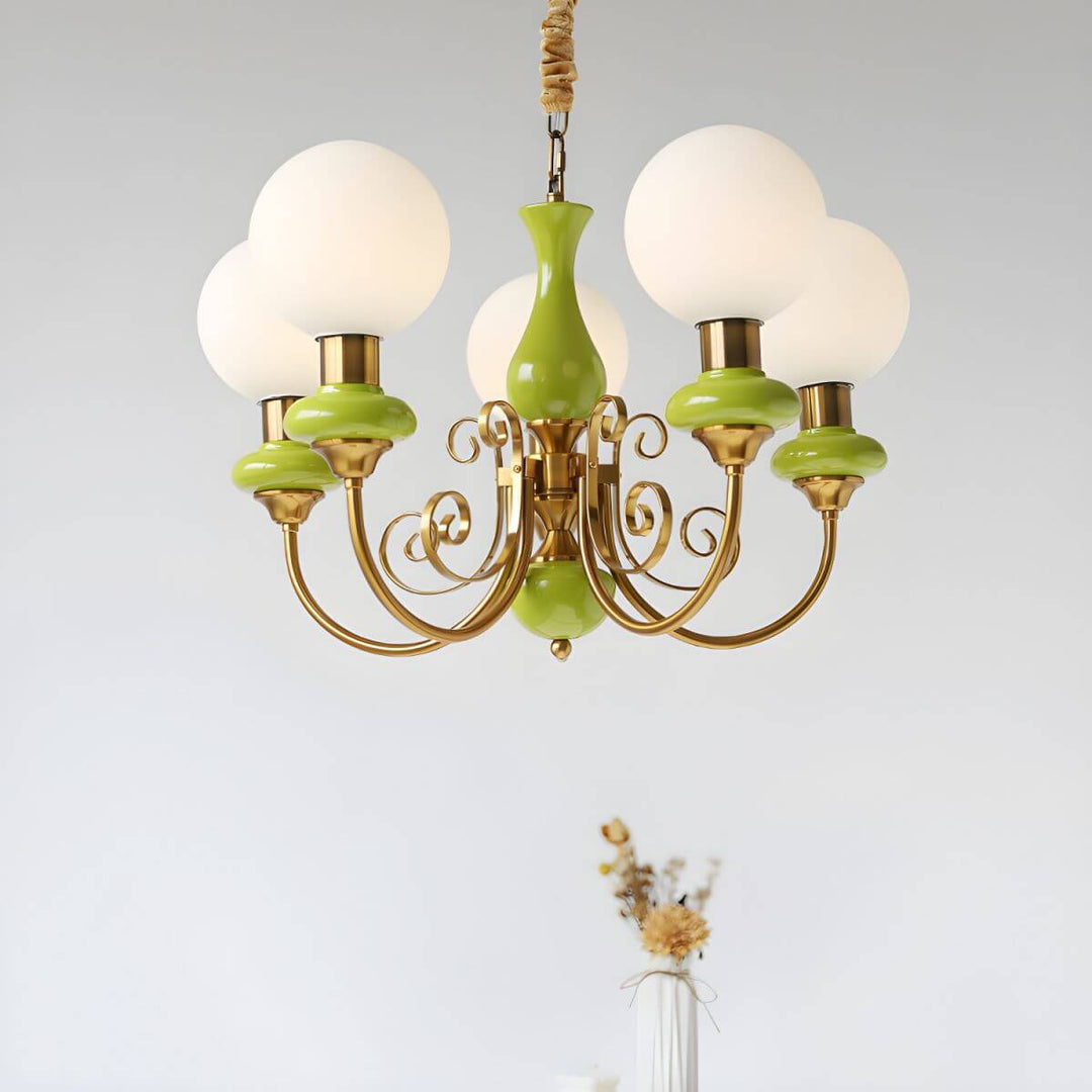 Elegant Green Onyx Chandelier | 3 & 5 Heads