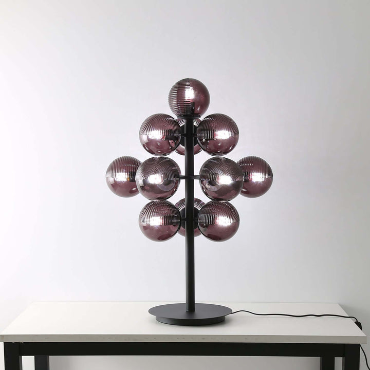 Decorative Grape Table Lamp with Black Iron & Glass