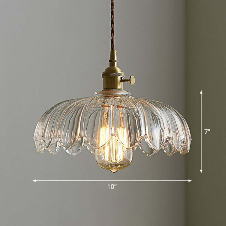 Vintage Glazed Floral Hanging Lamp