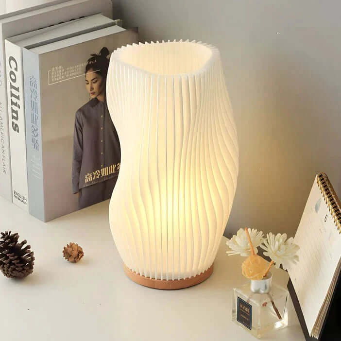 Modern Dimmable USB Desk Lamp with Wave Shade