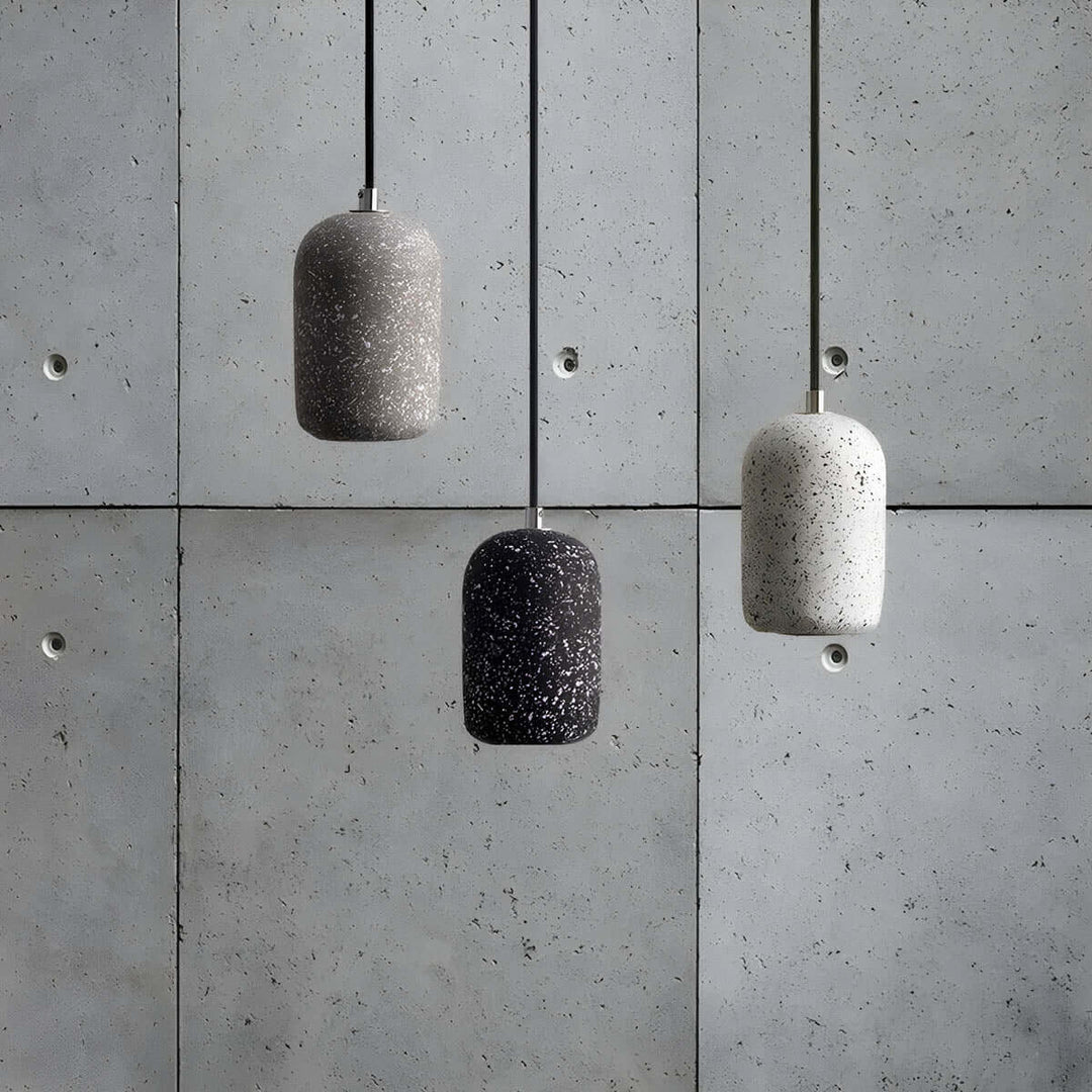 Modern Industrial Pendant Light Fixture, Cement, Glass, Dia 16cm