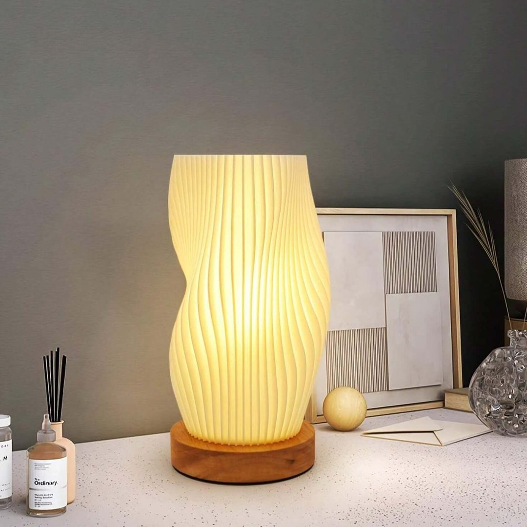 Modern Dimmable USB Desk Lamp with Wave Shade