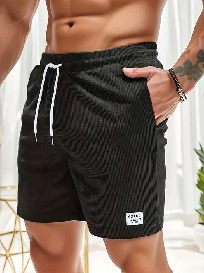 Men's Textured Casual Shorts with Drawstring
