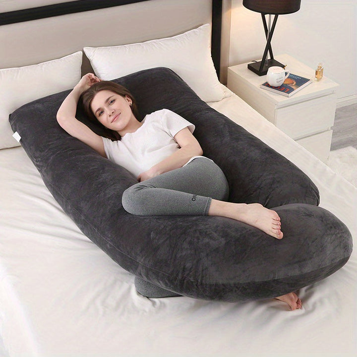 Pregnancy support pillow, ideal for expecting mothers seeking full body comfort & pain relief.