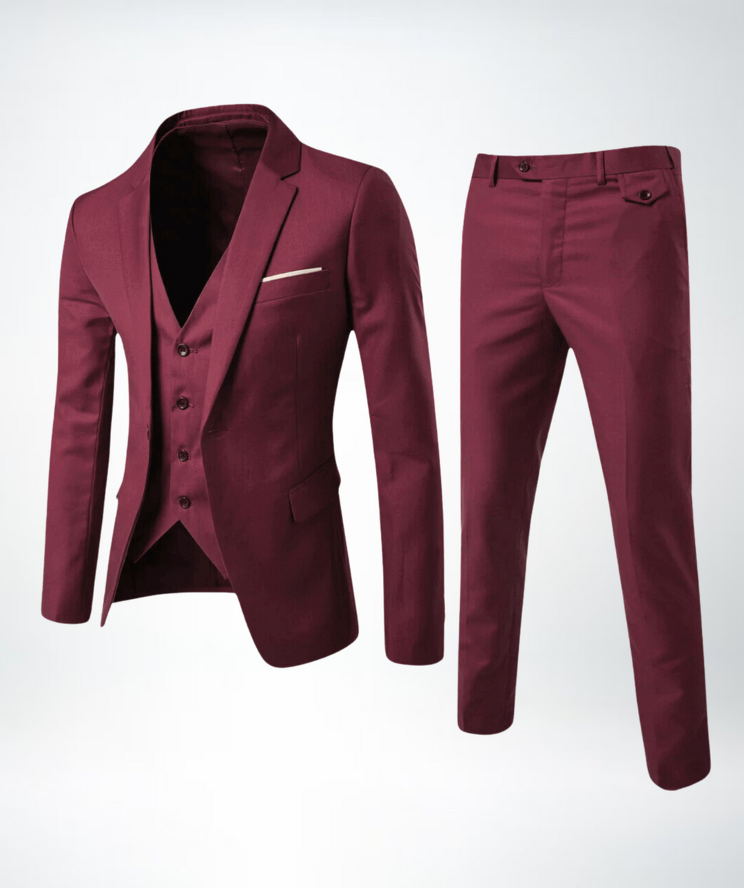 Professional men's three-piece formal suit, suitable for business attire, corporate events, and sophisticated looks.