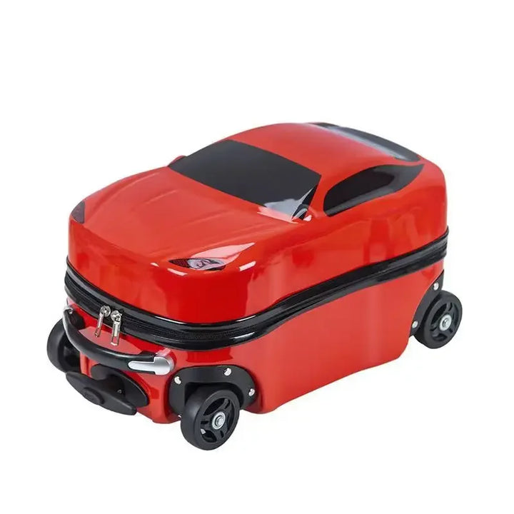 Fun car design children's ride-on hard shell suitcase. Ideal kids luggage for exciting travel adventures.
