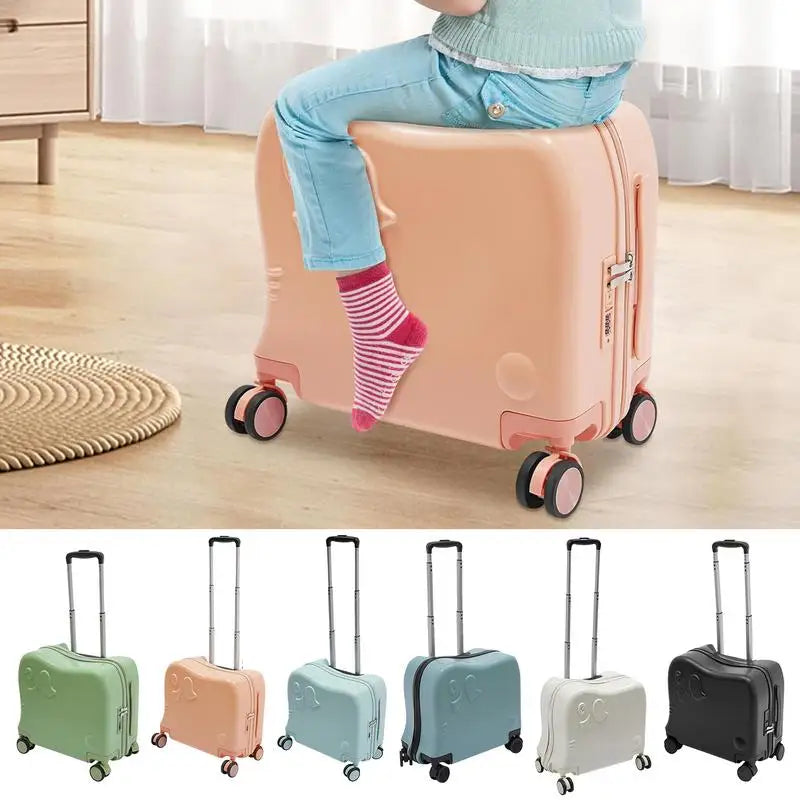 Fun kids' carry-on suitcase with cute cartoon elephant design, durable for travel adventures.