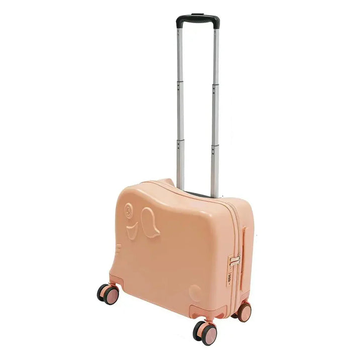 Side view of the durable kids' elephant carry-on luggage, designed for easy handling by children.