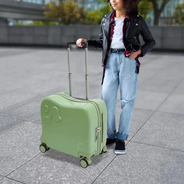 Adorable cartoon elephant kids' carry-on luggage, perfect for fun family vacations.