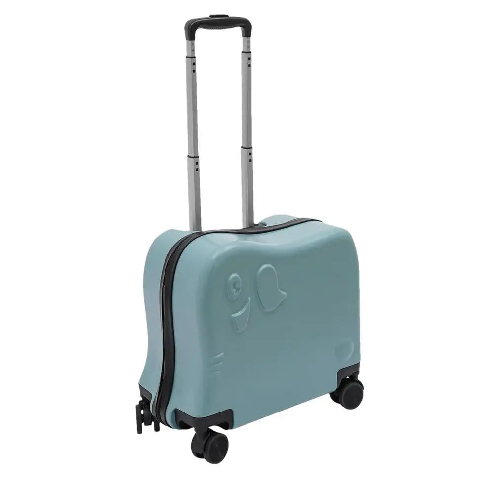 Kids' elephant carry-on suitcase open, showing spacious interior for children's travel essentials.