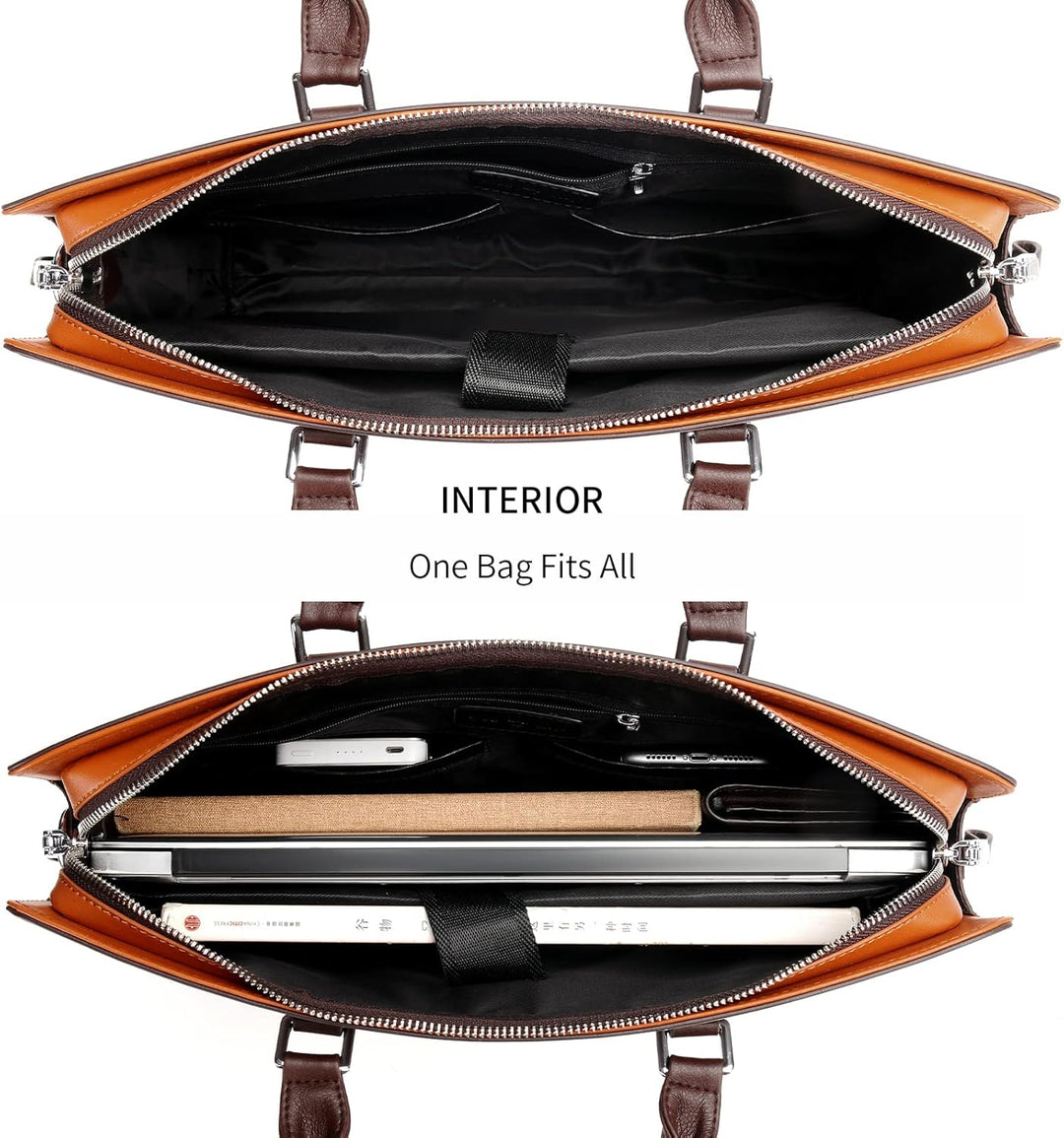 Genuine leather multi-compartment laptop bag for highly organized professionals.