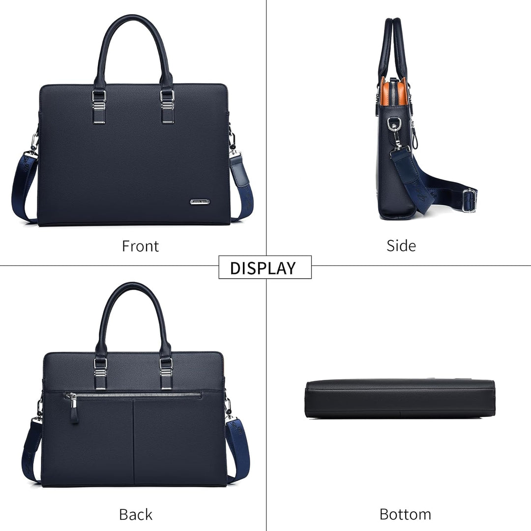 Elegant genuine leather professional business bag with efficient multi-compartment design.