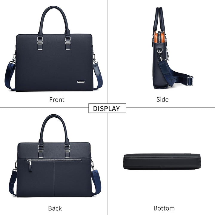 Elegant genuine leather professional business bag with efficient multi-compartment design.