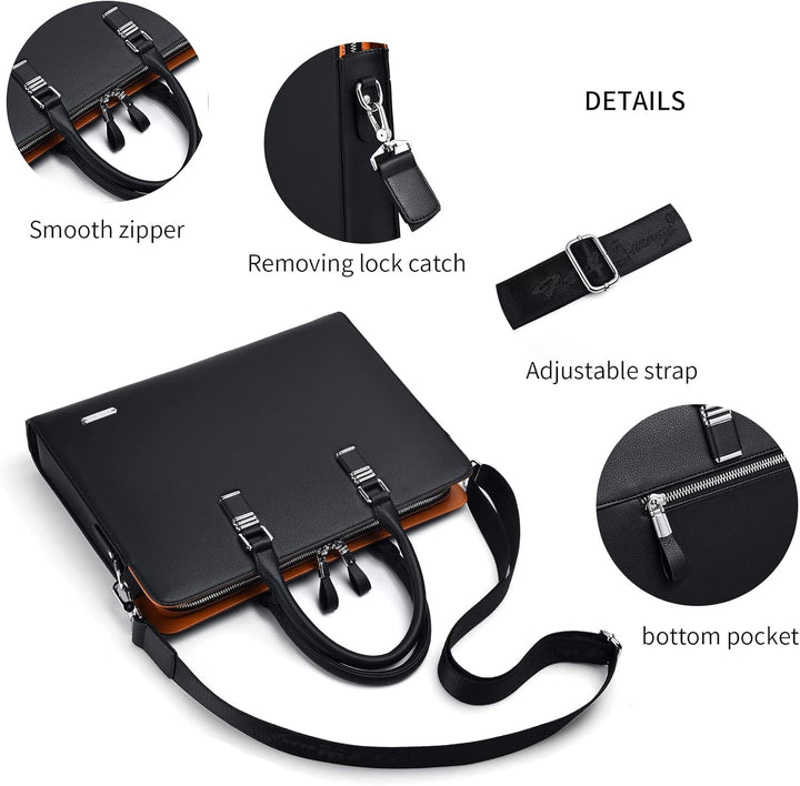 Sophisticated genuine leather multi-compartment business briefcase, perfect for gifting.