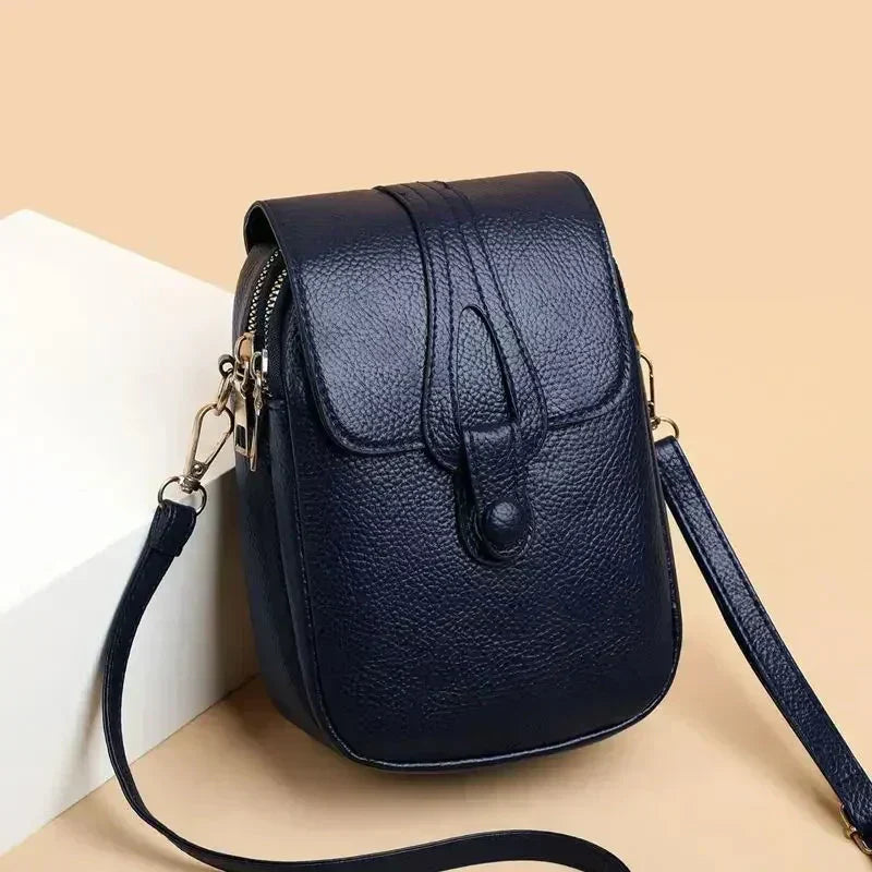 Retro style genuine leather shoulder bag for women, a classic vintage fashion handbag.
