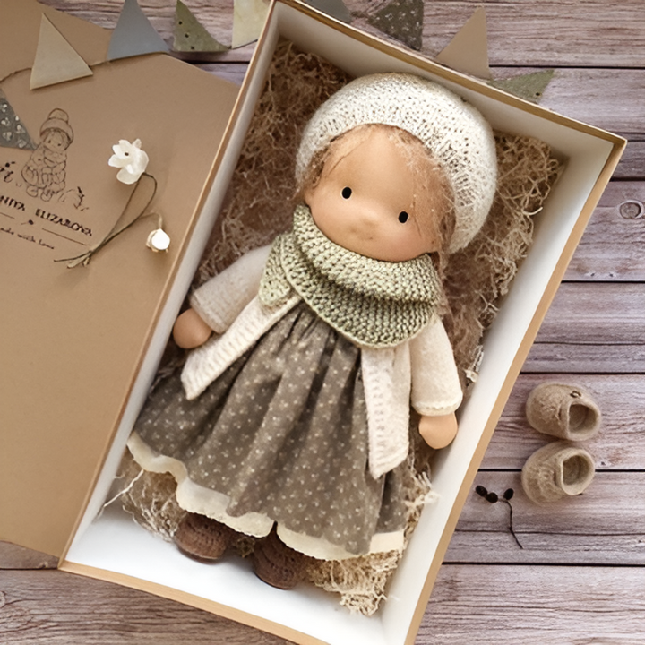 High-quality handmade Waldorf doll, promoting creative and imaginative play.