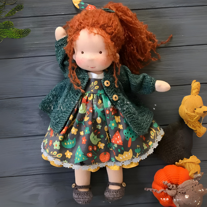 Cotton wool Waldorf doll, promoting imaginative play and emotional connection.