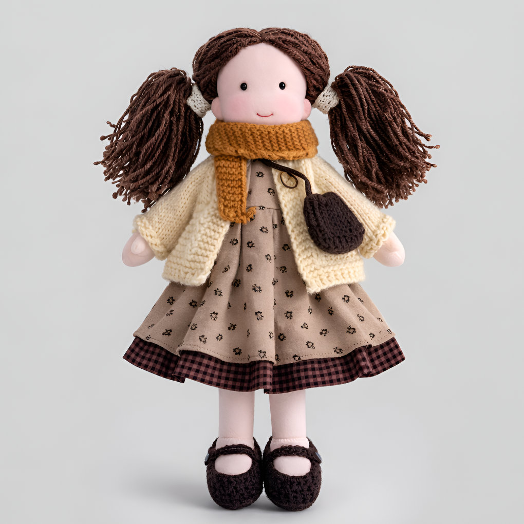 Girls' handmade Waldorf doll, designed for imaginative play and comforting cuddles.