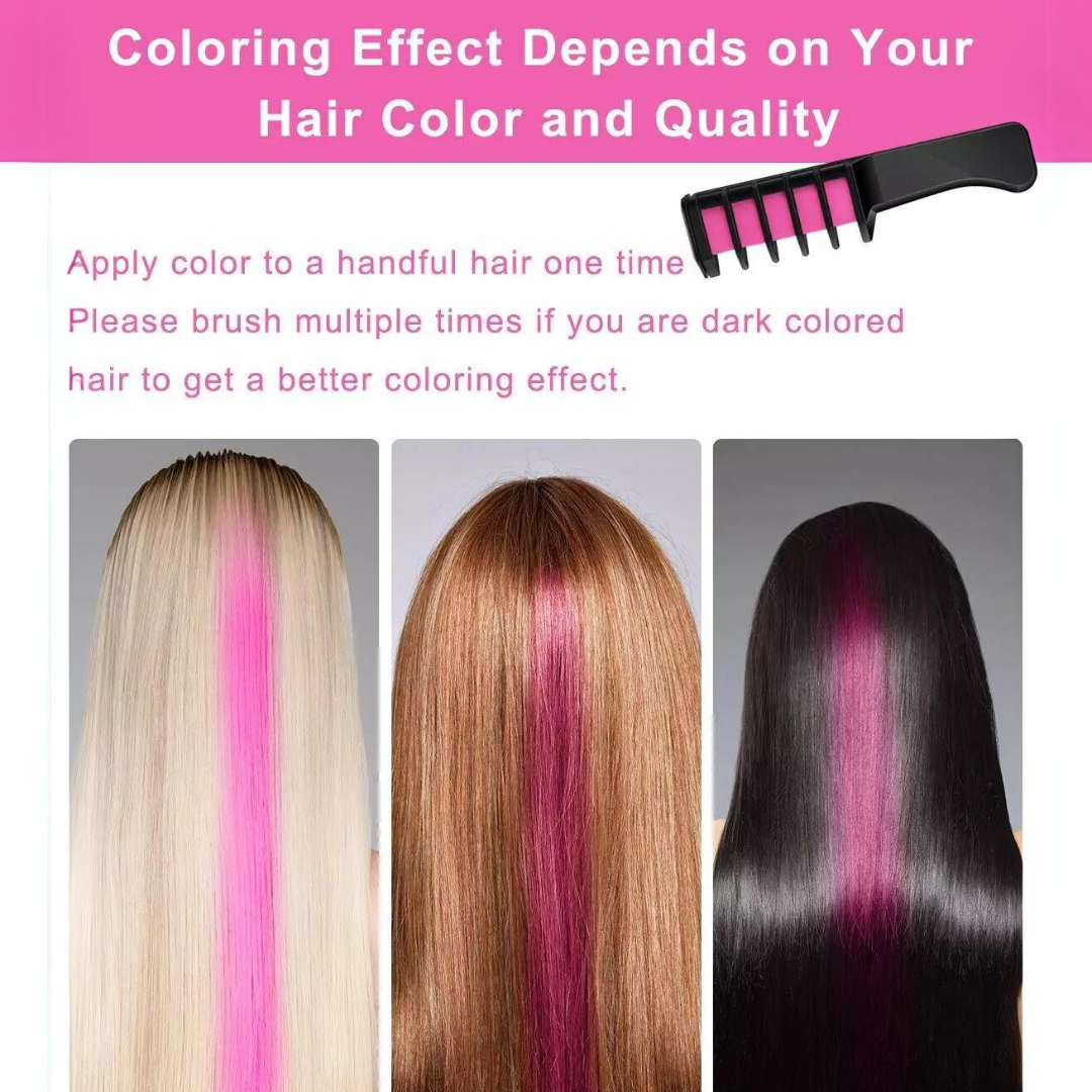Kids' colorful hair comb chalk for easy, temporary hair transformation fun.