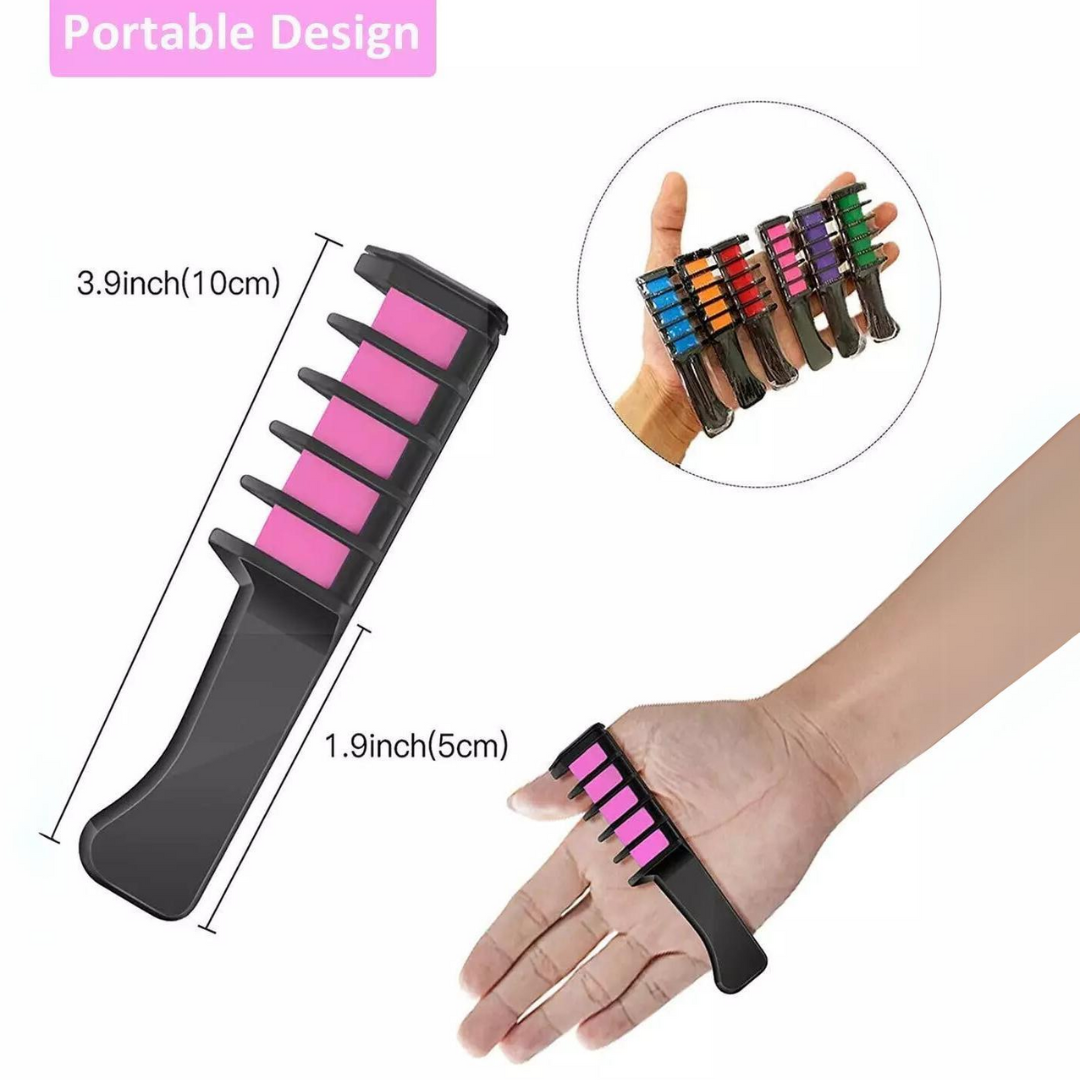 Washable hair chalk comb for girls' temporary, fun, colorful hairstyles.