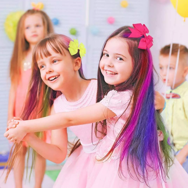 Party-ready washable hair chalk comb for girls' temporary bright hair looks.