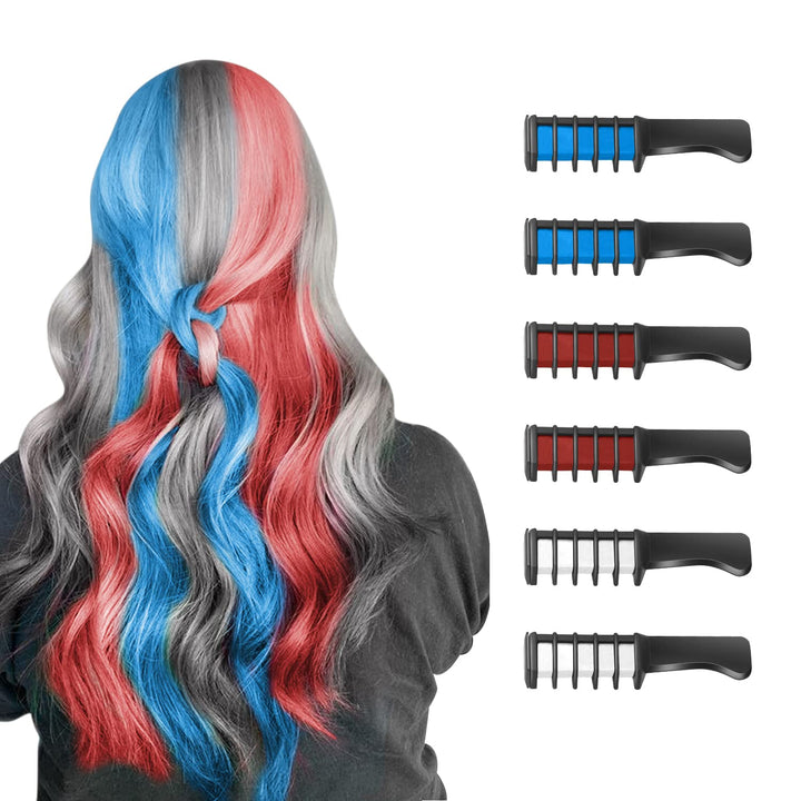Kids' washable hair chalk comb for vibrant, temporary hair color for parties.