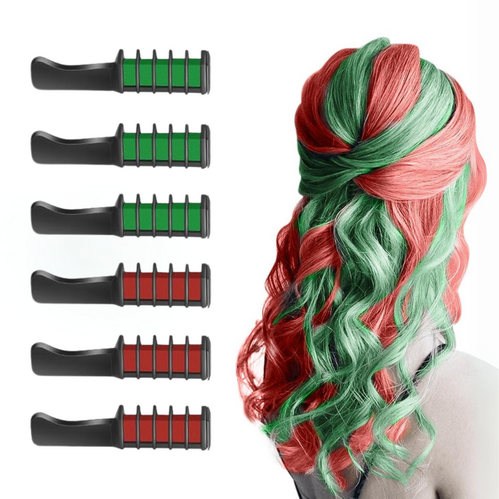 Washable hair chalk comb, ideal for temporary vibrant kids' hair colors.