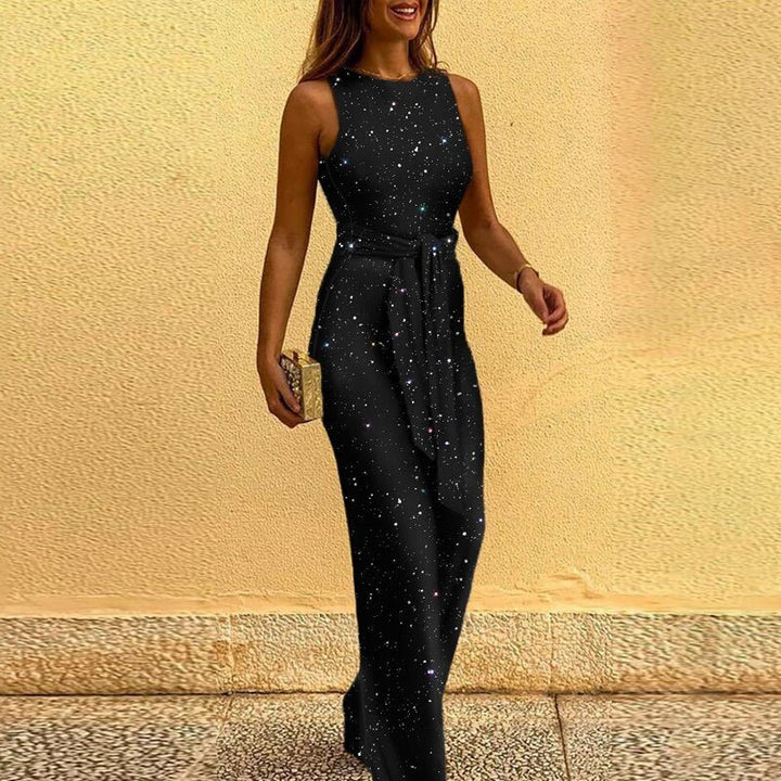 Shimmering sequin women's jumpsuit, ideal for a dazzling party outfit or glamorous eveningwear.