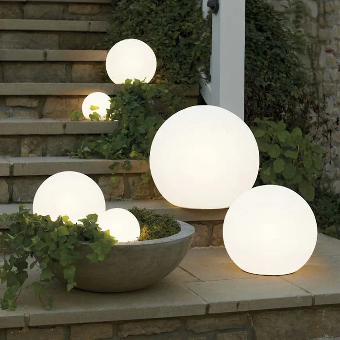 GlowSphere spherical LED garden light for enchanting outdoor ambiance & patio decor.
