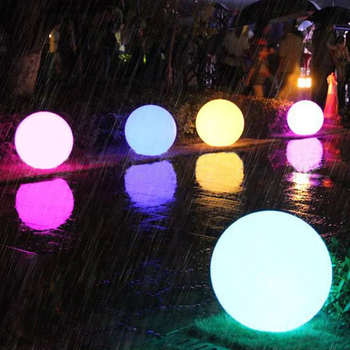 Smooth, durable GlowSphere spherical LED garden light, weather-resistant for elegant outdoor decor.
