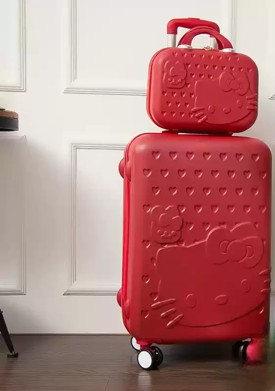 Kyoto cat print hard shell travel suitcase set. Durable, lightweight spinner luggage for playful and efficient journeys.