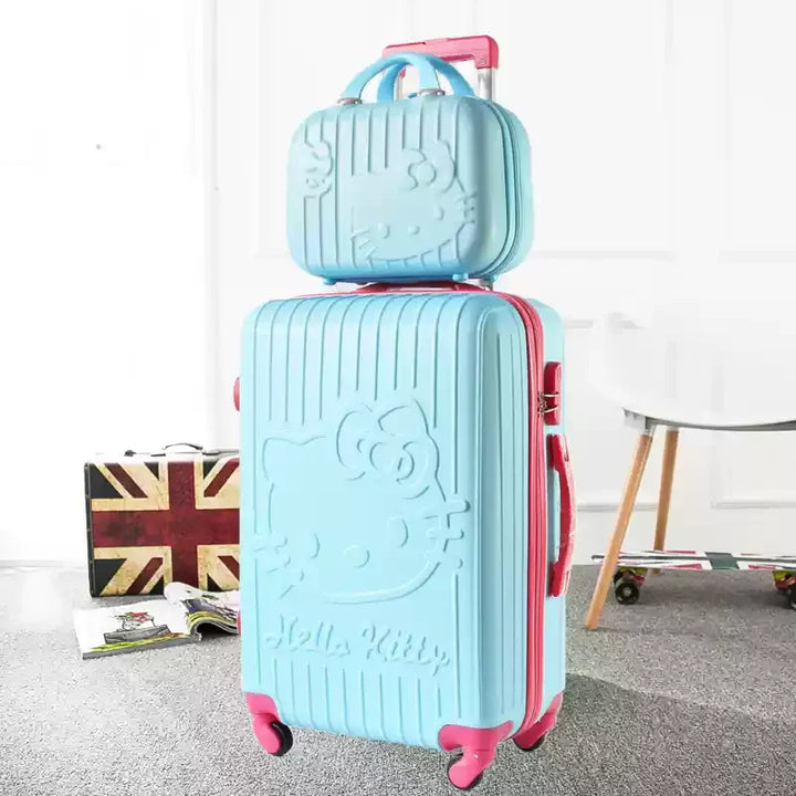 Set of hard shell spinner suitcases with an adorable cat design. Durable, lightweight, perfect for playful travel.