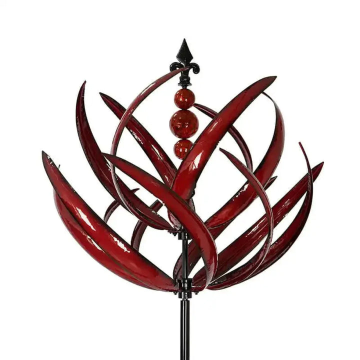 Harlow Kinetic Wind Spinner Sculpture, an elegant outdoor metal art piece for garden decor.