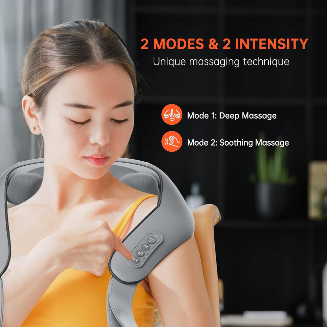"Heated Shiatsu massage chair with customizable settings for full body relaxation, featuring deep tissue relief."