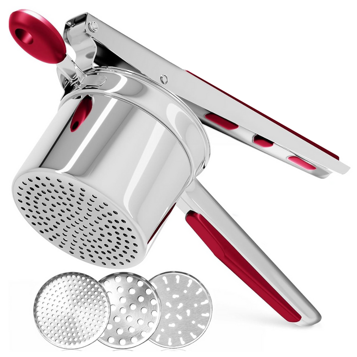 Heavy-duty stainless steel potato masher for perfect, lump-free mashed potatoes, a essential kitchen tool.