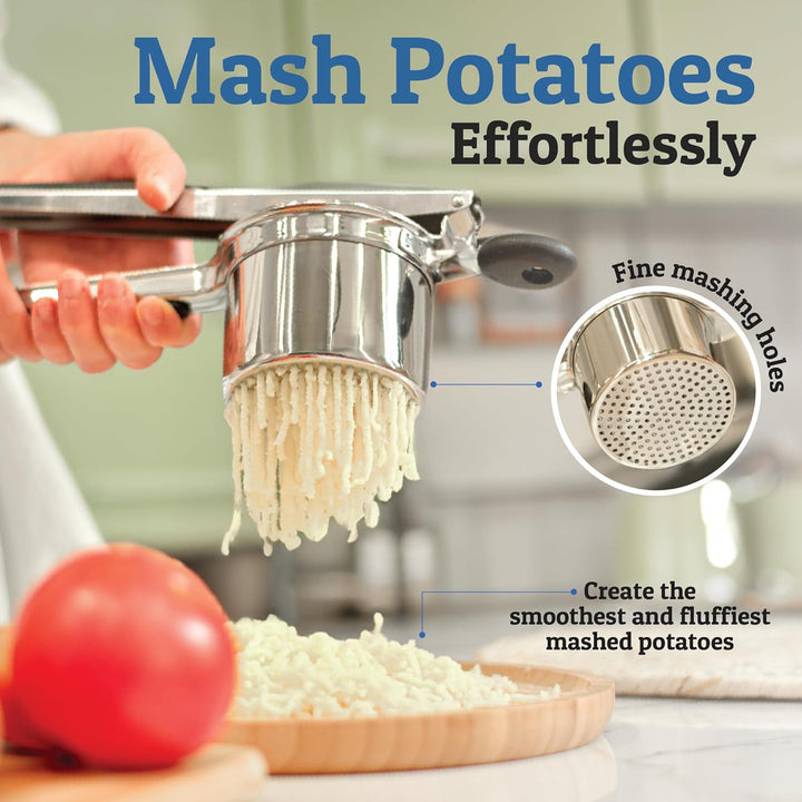 Essential stainless steel potato masher. A robust kitchen gadget for quick & smooth mashed potatoes.