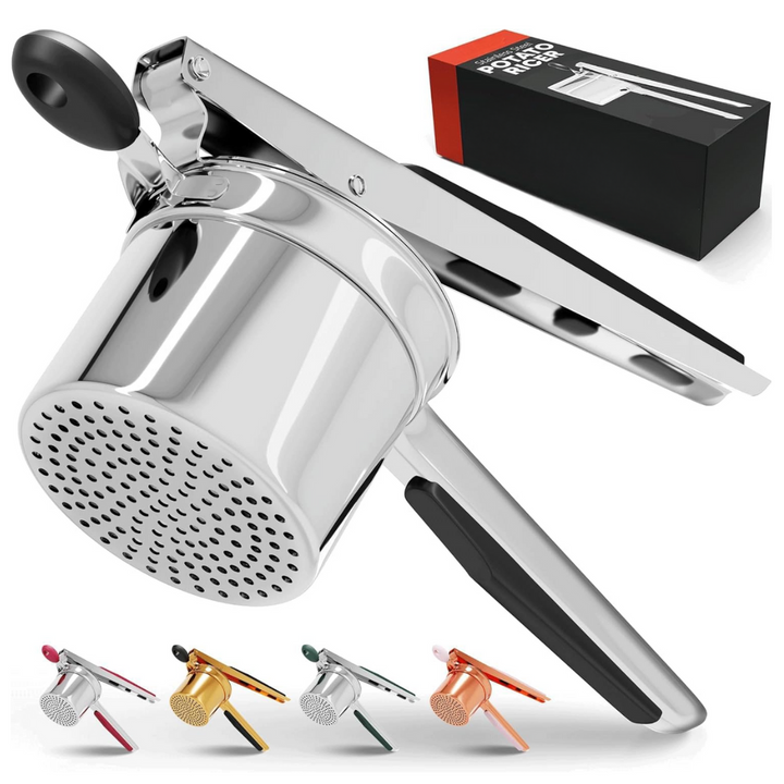 Versatile stainless steel potato masher, a must-have cooking gadget for any kitchen.