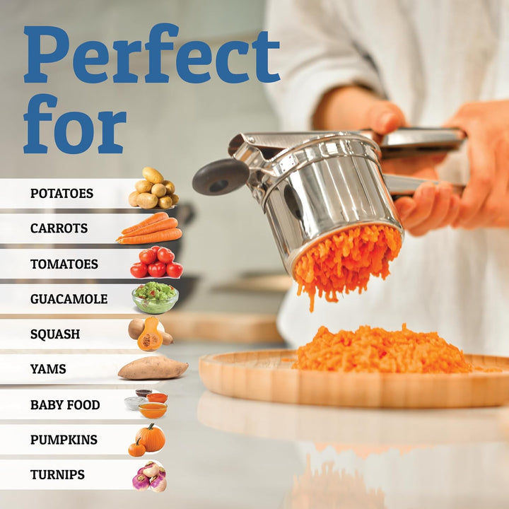 Stainless steel potato masher, a durable kitchen tool for perfectly smooth mashed potatoes.