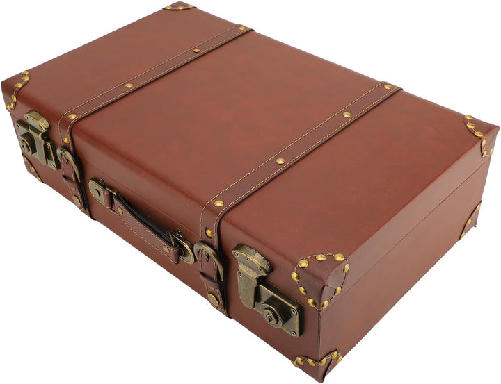 Heritage brown vintage leather carry-on case with alloy lock, perfect for unisex travel & overnight trips.